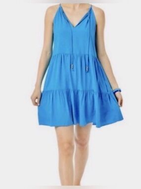Lilly Pulitzer Cobalt Blue Tiered V-Neck Mini Dress